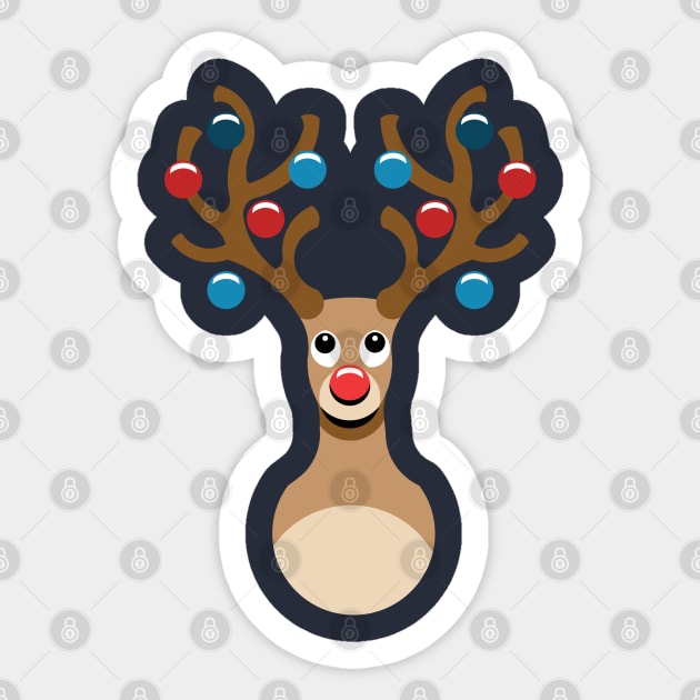 Cute Rudolph Reindeer Xmas tree Sticker by atomguy